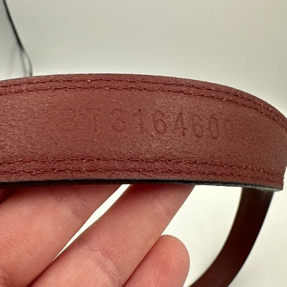 VTG Red Genuine Leather Fossil Brass Buckle Belt Size L 36-40” - Picture 12 of 16